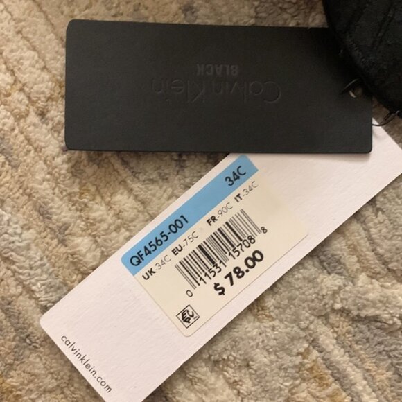 Calvin Klein Black Rose Lace Strapless Longline Bra QF4565, 34C NWT - Picture 10 of 10